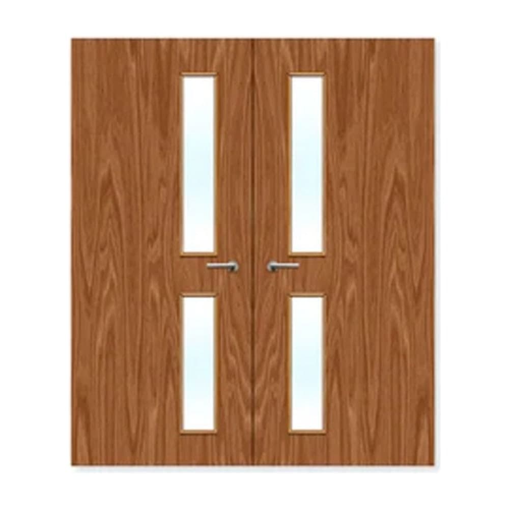 FDR 16G Bespoke External Plywood Paint Grade Glazed Double FD30 Fire Doors