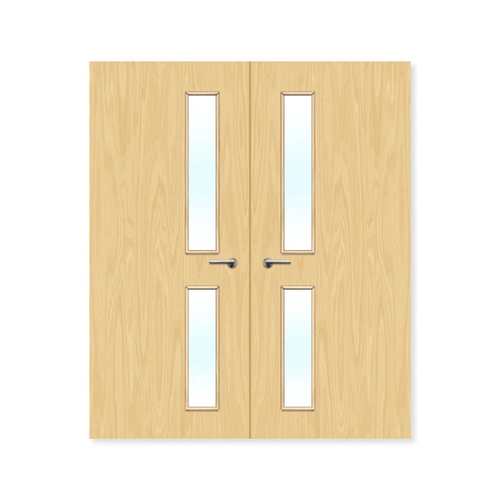 FDR 16G Bespoke Internal Plywood Paint Grade Glazed Double FD30 Fire Doors