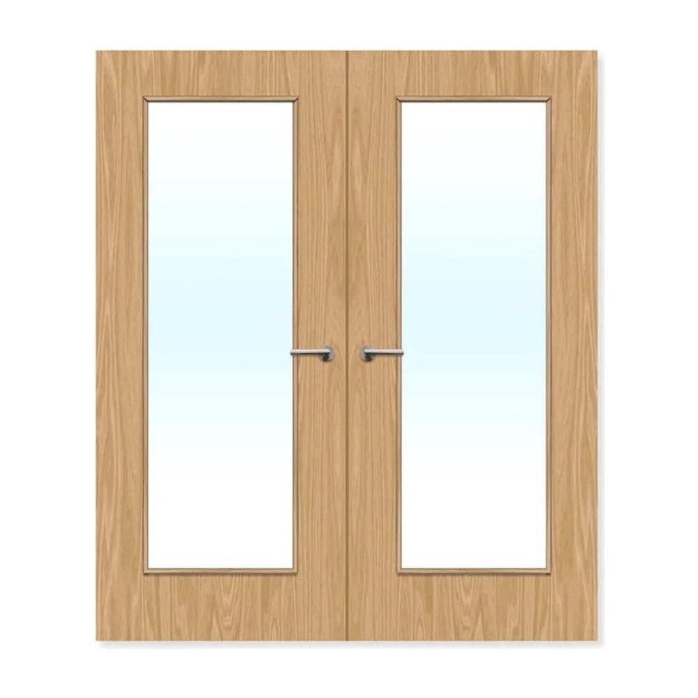 FDR 19G Internal Plywood Paint Grade Glazed Double FD60 Fire Doors — alternate view