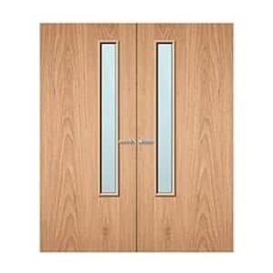 FDR 20G Bespoke External Plywood Paint Grade Glazed Double FD60 Fire Doors