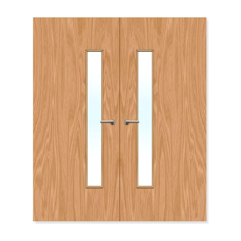 FDR 25G Bespoke Internal Plywood Paint Grade Glazed Double FD60 Fire Doors — alternate view