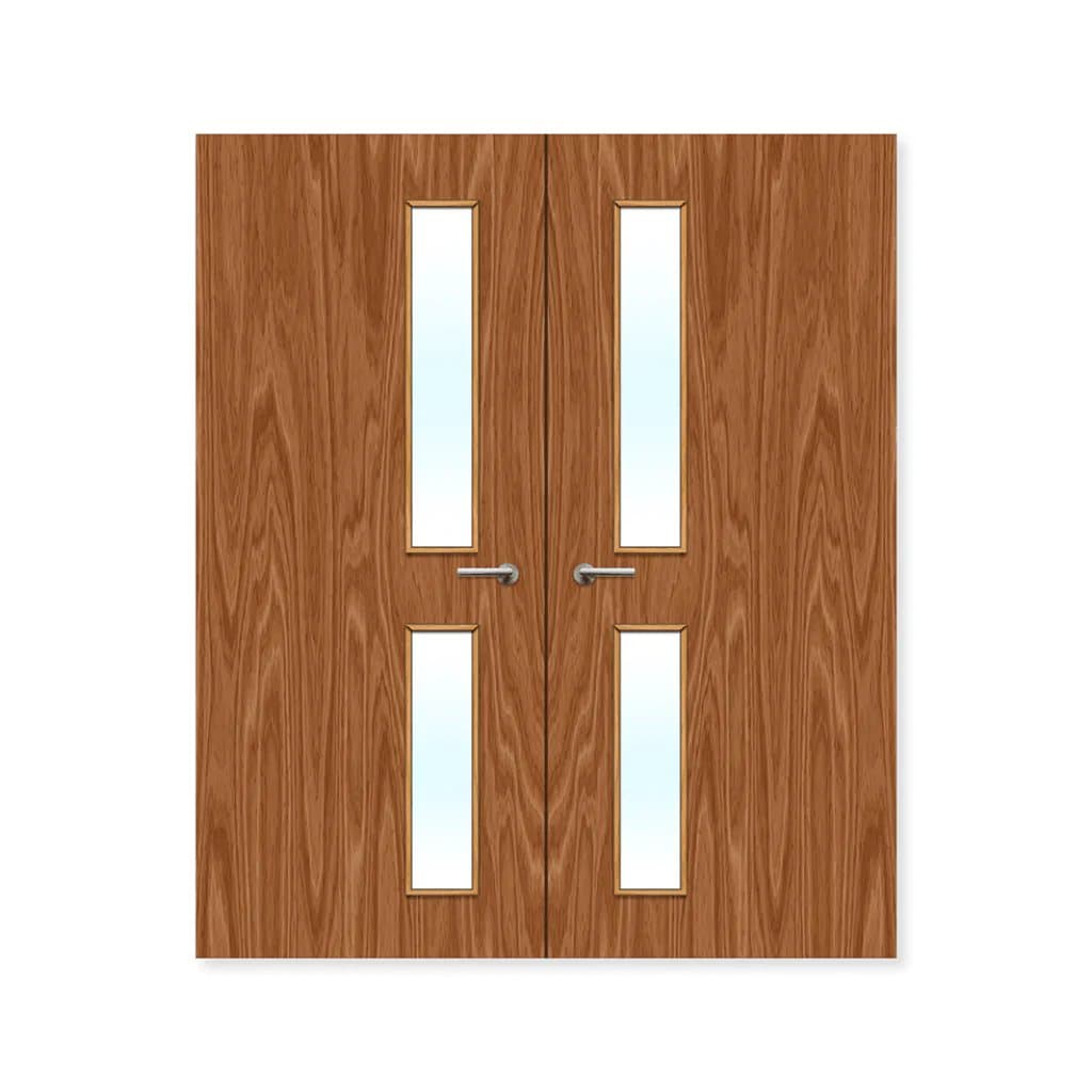 FDR 16G Internal Plywood Paint Grade Glazed Double FD30 Fire Doors