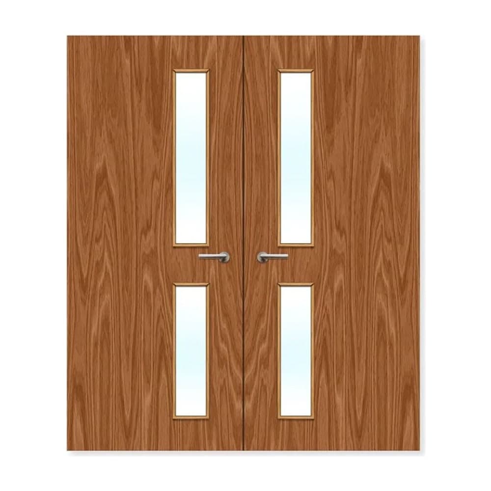 FDR 16G Internal Plywood Paint Grade Glazed Double FD30 Fire Doors — alternate view