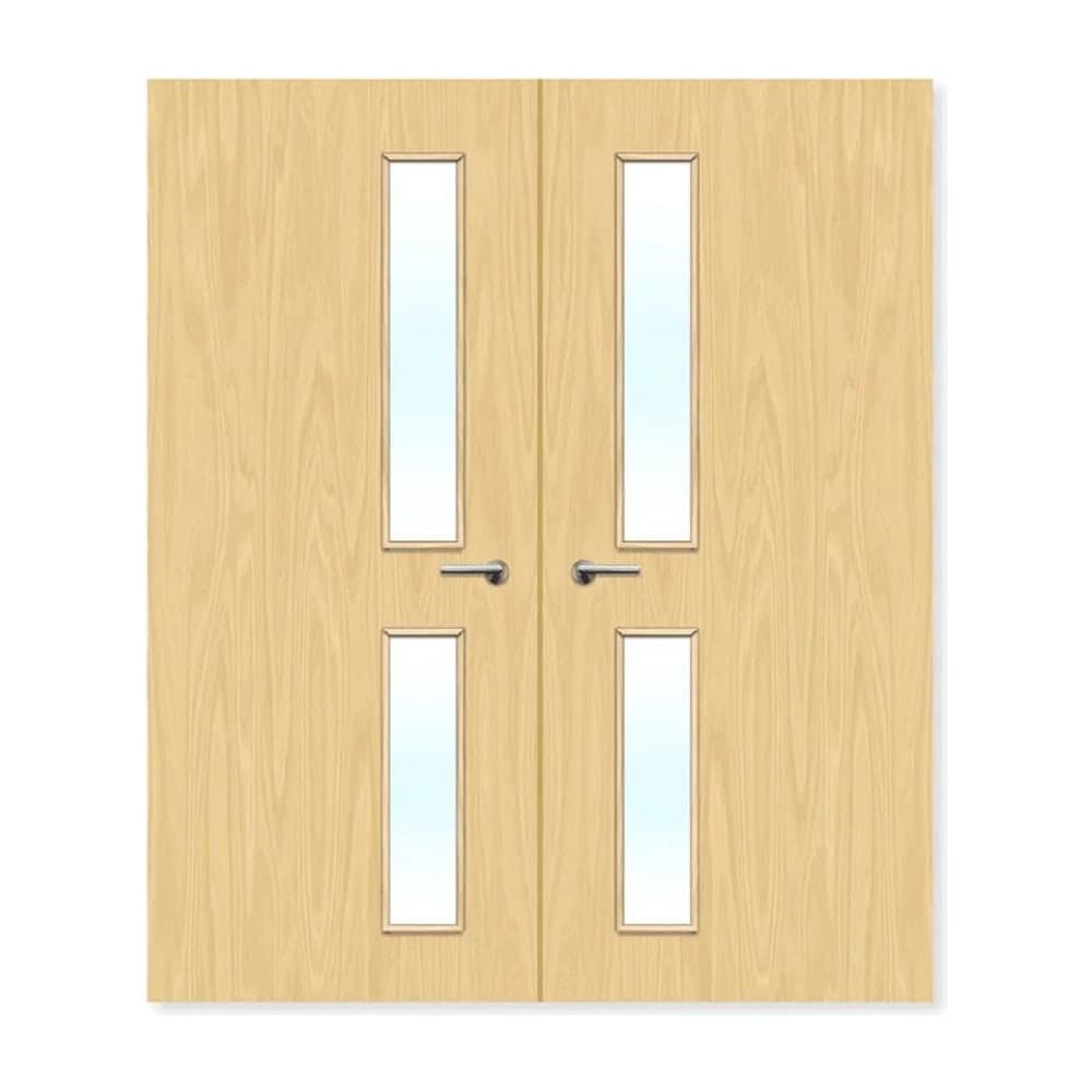 FDR 16G Bespoke Internal Plywood Paint Grade Glazed Double FD30 Fire Doors