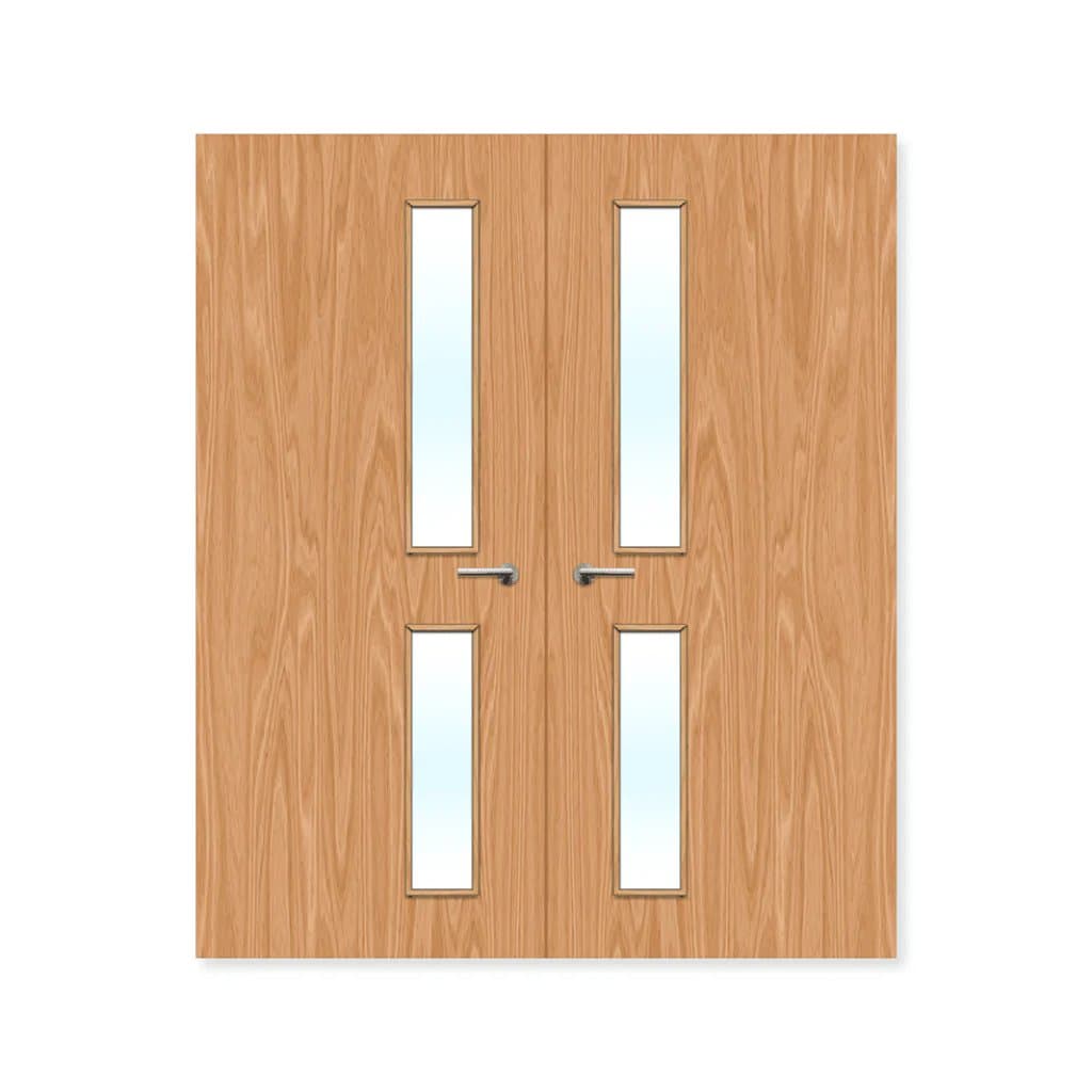 FDR 16G Bespoke Internal Plywood Paint Grade Glazed Double FD60 Fire Doors