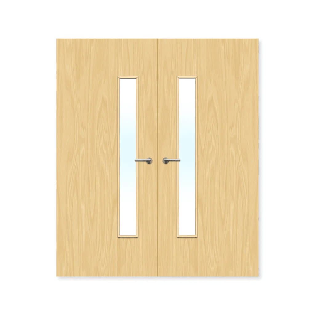 FDR 25G Bespoke Internal Plywood Paint Grade Glazed Double FD30 Fire Doors