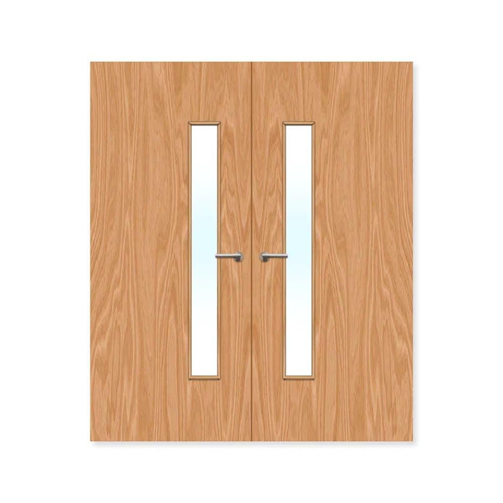 FDR 25G Bespoke Internal Plywood Paint Grade Glazed Double FD30 Fire Doors