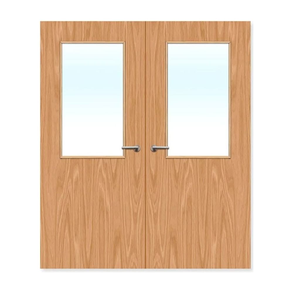 FDR 8G Bespoke Internal Plywood Paint Grade Glazed Double FD30 Fire Doors — alternate view
